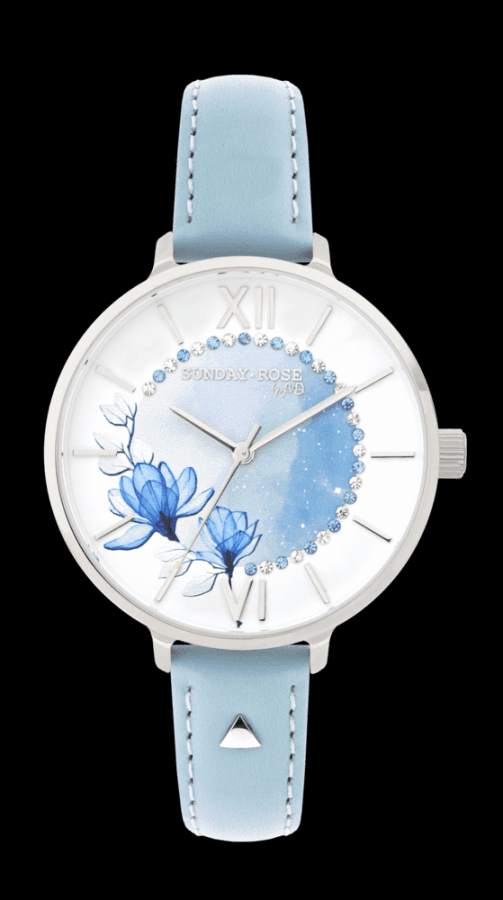 SUNDAY ROSE Designové dámské hodinky Raindrops Leather SUN-E12