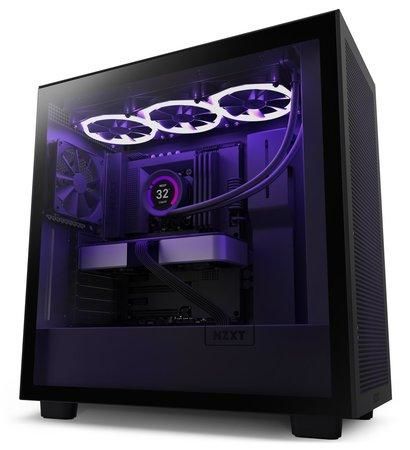 NZXT skříň H7 Flow edition / ATX / 2x 120 mm fan / USB-C / 2x USB / prosklená bočnice / mesh panel / černá, CM-H71FB-01