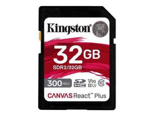 Kingston paměťová karta 32GB Canvas React Plus SDHC UHS-II 300R/260W U3 V90 for Full HD/4K/8K