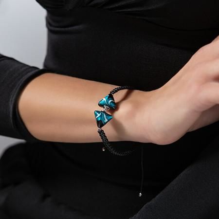 Lampglas Půvabný náramek Double Sea Wave Triangle s ryzím stříbrem v perlách BTA-D-12