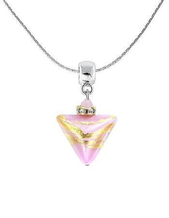 Lampglas Romantický náhrdelník Sweet Rose Triangle s 24karátovým zlatem v perle NTA9