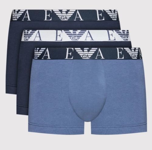 Pánské boxerky 3Pack 111473 2R715 96535 - modrá mix - Emporio Armani - L