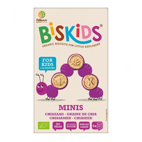BISkids - BIO dětské celozrnné mini chia sušenky bez přidaného cukru 36M+, 120g