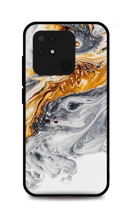 Kryt TopQ LUXURY Xiaomi Redmi 10C pevný Marble šedo-zlatý 75131