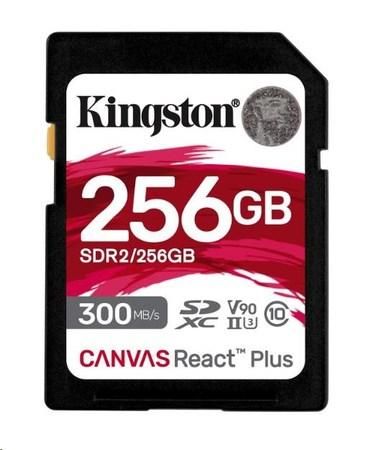 Kingston paměťová karta 256GB Canvas React Plus SDXC UHS-II 300R/260W U3 V90 for Full HD/4K/8K
