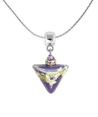 Lampglas Nádherný náhrdelník Purple Triangle s 24karátovým zlatem v perle NTA10