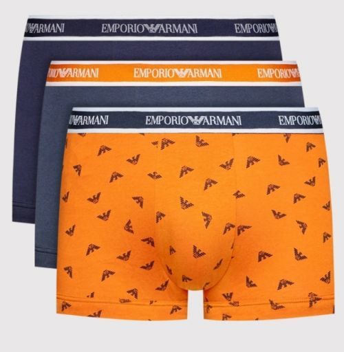 Pánské boxerky 111357 2R717 96735 - tm.modrá/oranžová - Emporio Armani - M - tm.modro-oranžová