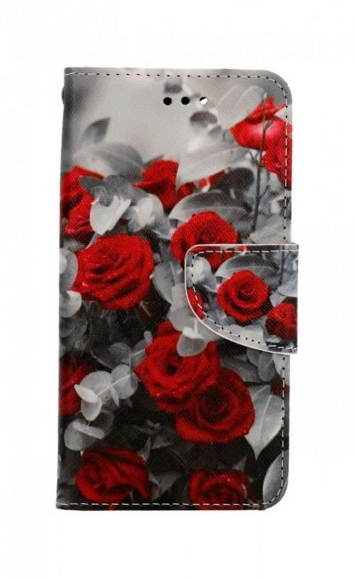 Pouzdro TopQ iPhone SE 2022 knížkové Červené růže mix 75140
