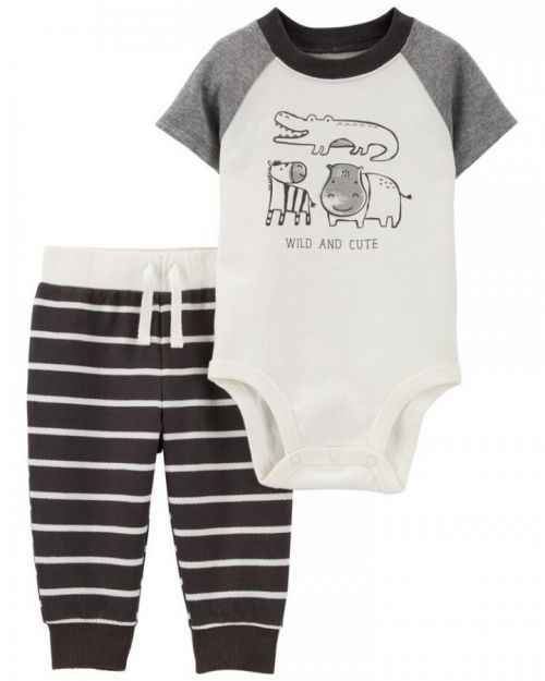 CARTER'S Set 2dílný body kr. rukáv, tepláky Black Animals kluk 3m