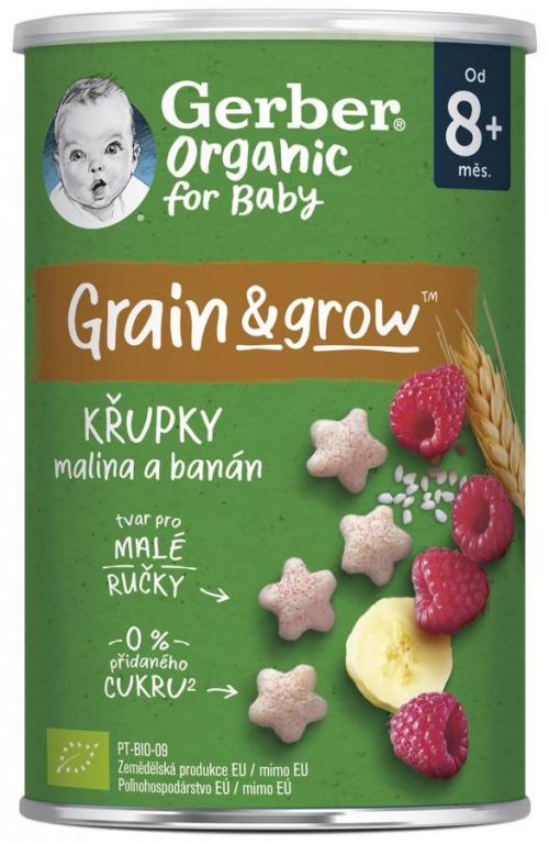 Gerber Organic Křupky s malinami a banánem 35 g