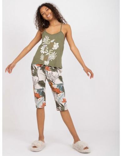 Dámské pyžamo s 3/4 kalhotami MONA khaki