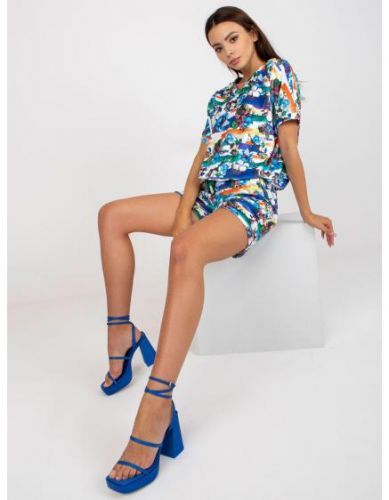 Dámská souprava s šortkami vzorovaná velurová  BOURKE bílo-zelená