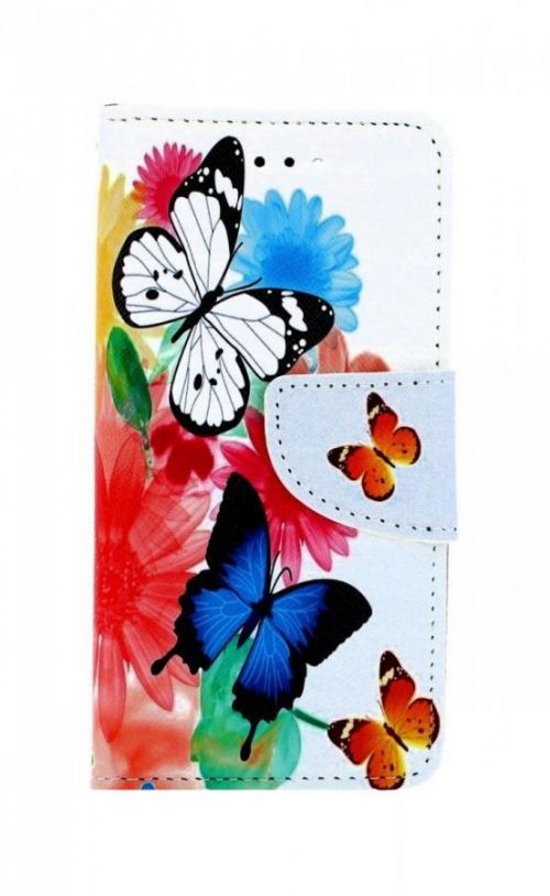 Pouzdro TopQ iPhone SE 2022 knížkové Barevné s motýlky 74694