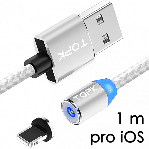 M5 - Magnetický USB kabel - Stříbrný  - pro iOS (Apple) - 1 m