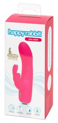 Happyrabbit Mini Rabbit - vodotěsný nabíjecí vibrátor s ramínkem na klitoris (růžový)