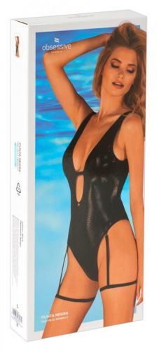 Obsessive Punta Negra - Shiny, Neckline Swimsuit (Black)