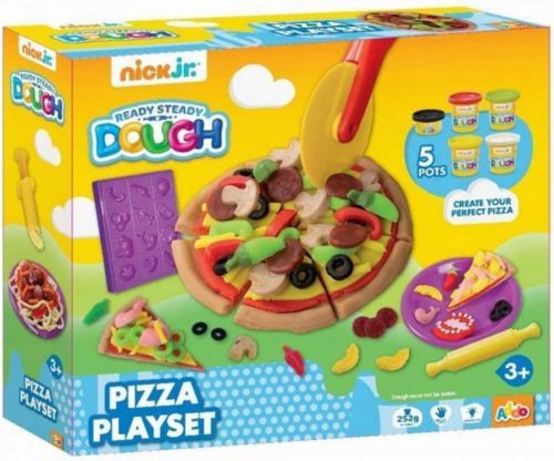 Výroba pizzy kreativní set modelína 5 kelímků 252g s nástroji v krabici