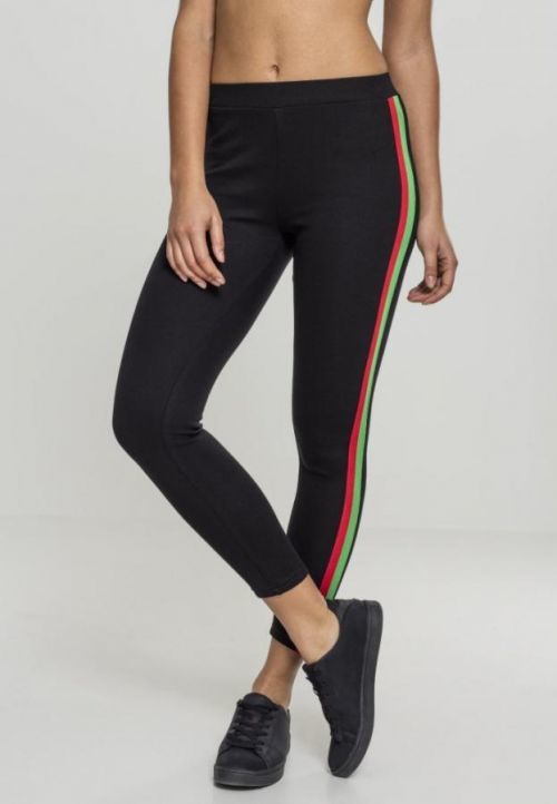 Ladies 3-Tone Tape Leggins - black/firered/green S