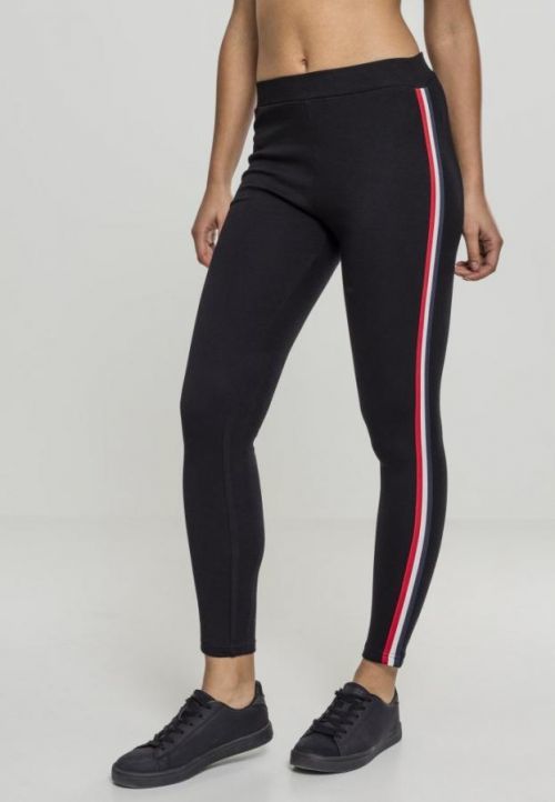 Ladies 3-Tone Tape Leggins - black/firered/white/navy S