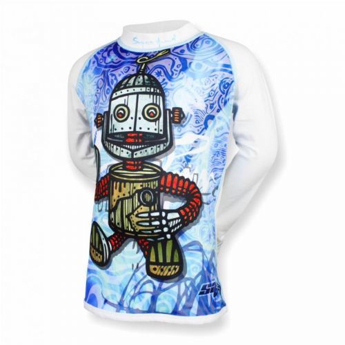 Dětské bambusové tričko robot (bílá) bamboo heavy dlouhý rukáv