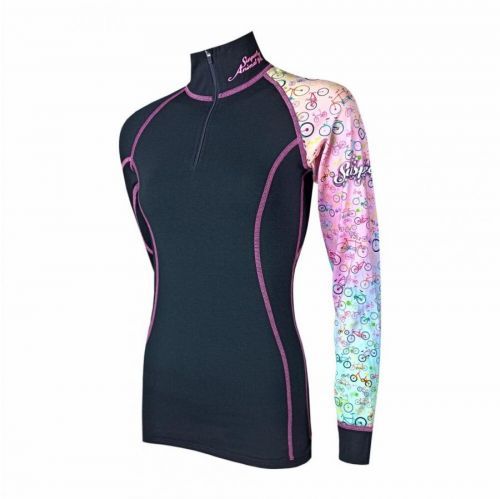 Dámské tričko dlouhý rukáv - stoják AQUARELLE černá s prošitím