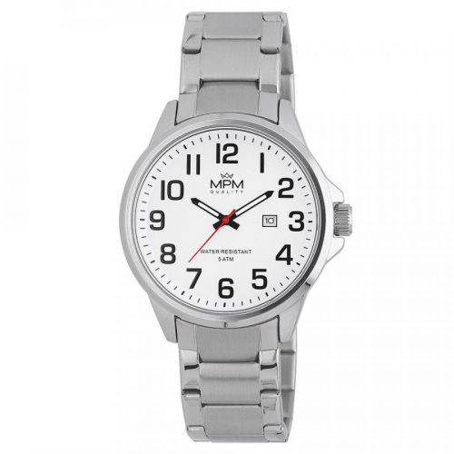Klasické pánské MPM hodinky s kvalitním velkým pouzdrem a s tahem z nerezové oceli W01M.11322 W01M.11322.A