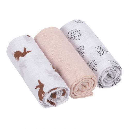 Lässig Swaddle Burp blanket 60x60 Little Forest rabbit bavlněné pleny