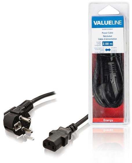 Valueline kabel Vleb10100b20 Iec-320-c5, 2m