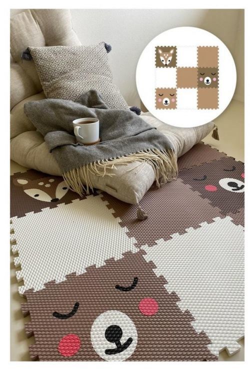 Pěnový koberec Ourbaby 9 obdélník puzzle hnědá jiné barevné provedení