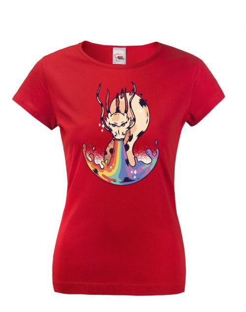 Dámské tričko s potiskem draka a duhy - skvělý dárek pro milovnice draků