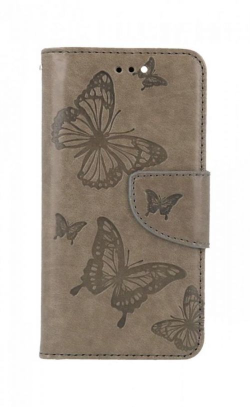 Pouzdro TopQ iPhone SE 2022 knížkové Butterfly šedé 75014