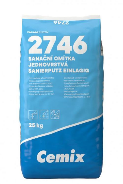 Omítka sanační jednovrstvá Cemix 2746 25 kg