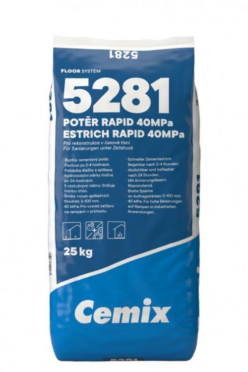 Potěr cementový Cemix 5281 RAPID 25 kg