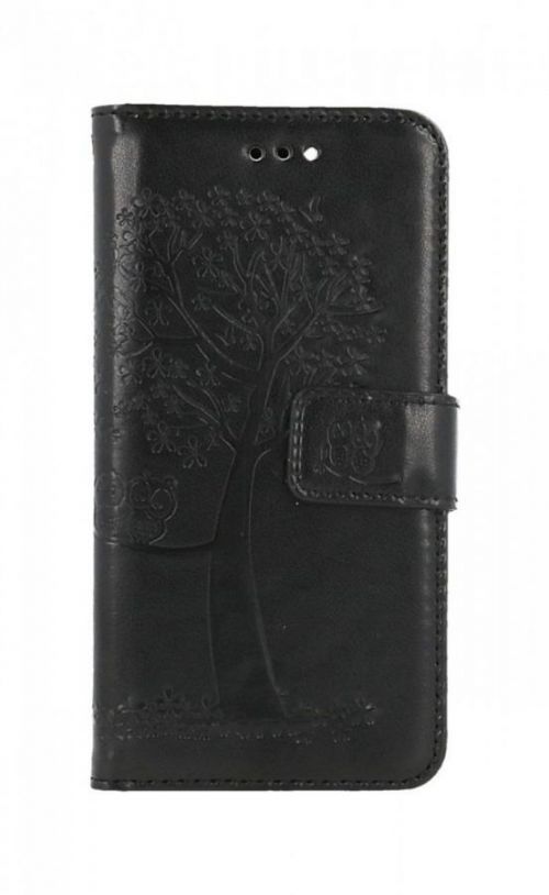 Pouzdro TopQ iPhone SE 2022 knížkové Černý strom sovičky 75001