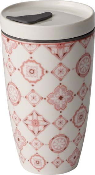 Červeno-bílý porcelánový termohrnek Villeroy & Boch Like To Go, 350 ml