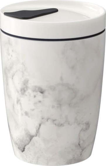 Šedo-bílý porcelánový termohrnek Villeroy & Boch Like To Go, 290 ml