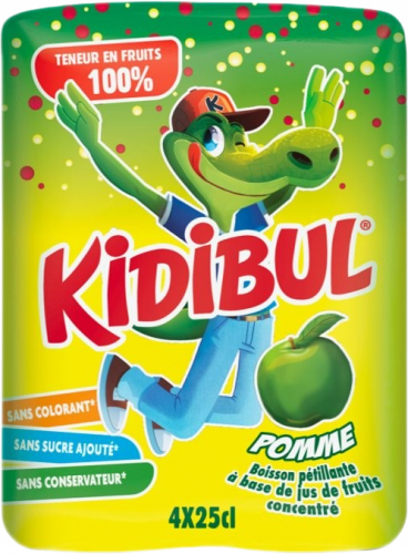 Kidibul Dětský šumivý nápoj - 100% Jablko 4 x 250 ml