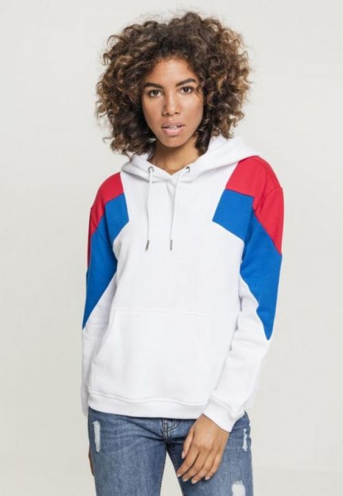 Ladies Oversize 3-Tone Block Hoody wht/firered/brightblue 3XL