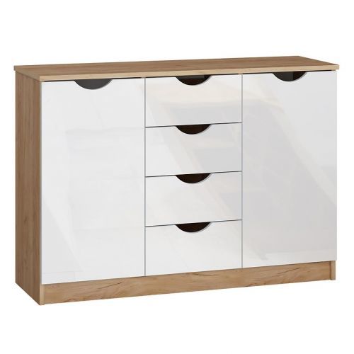 Komoda 2D4S Tymeo dub craft zlatý+bílá lesk