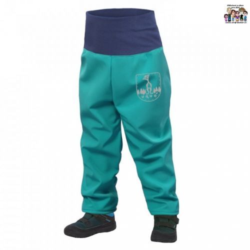 UNUO Batolecí softshellové kalhoty s fleecem smaragdové 80/86