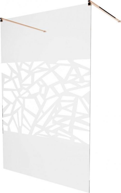 MEXEN/S Kyoto samostatně stojící sprchová zástěna 120 x 200 cm, transparent/bílá vzor 8 mm, růžové zlato 800-120-002-60-85