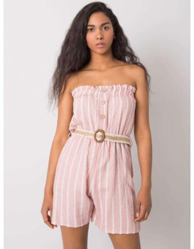 Dámský overal pruhovaný Soledad RUE PARIS růžovo-bílý