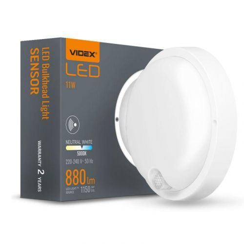 VIDEX LED svítidlo KIRA s PIR pohybovým čidlem - panel přisazený 11W 880lm IP65 230V CCD NEUTRÁLNÍ BÍLÁ VLE-BHR-115W-SP