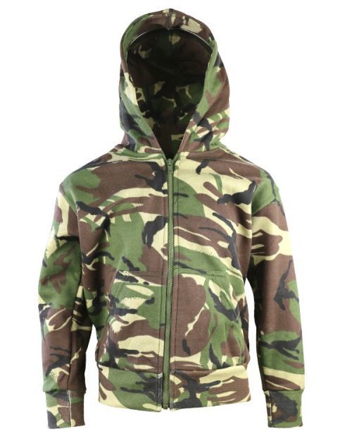 Mikina dětská fleece s kapucí DPM woodland Velká Británie Kombat Velikost: 5-6 let