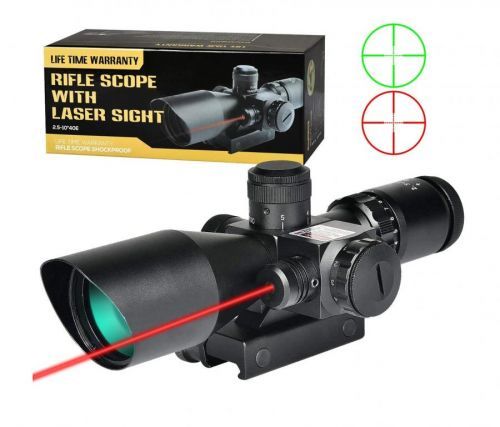 Taktický puškohled 2,5-10 x 40 podsvícený kříž s laserem montáž 20 mm