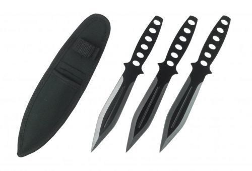 Nože vrhací (házecí) Kandar Tomahawk černé  sada 3 kusy s pouzdrem