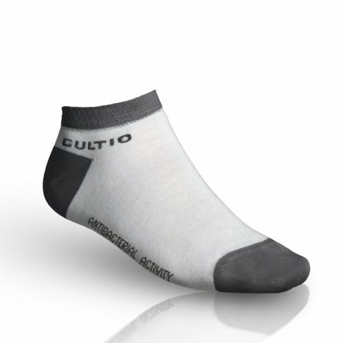 Snížené ponožky se stříbrem Gultio - bílé-šedé, 27-28 = EU 41-42