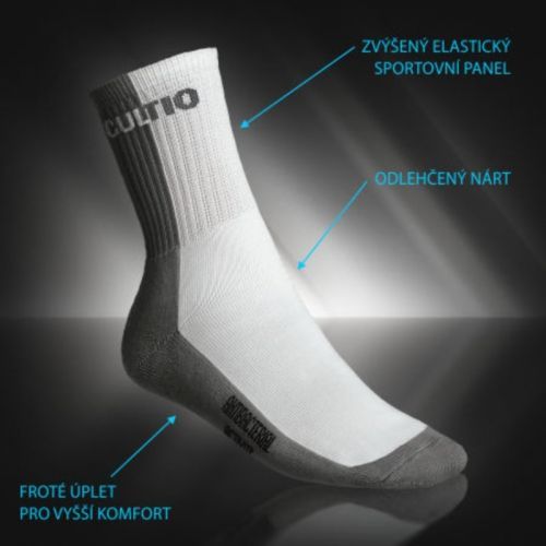 Polofroté ponožky s aktivním stříbrem vysoké Gultio - bílé-šedé, 25-26 = EU 38-40