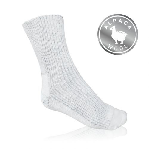 Ponožky s vlnou z lamy Alpaky a stříbrem Gultio - bílé, 25-26 = EU 38-40