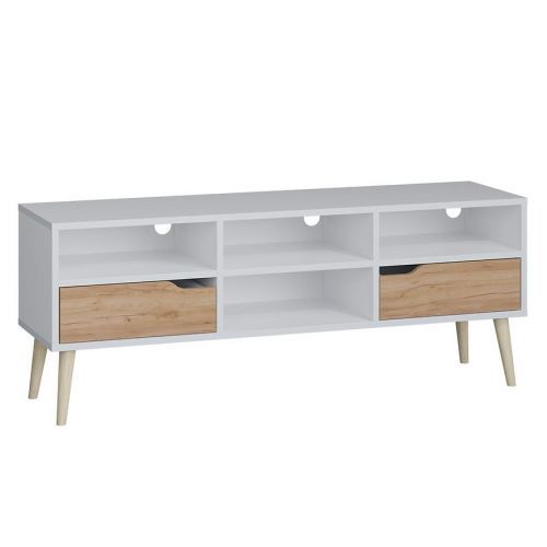 TV Stolek Agnar dub craft zlatý+bílá